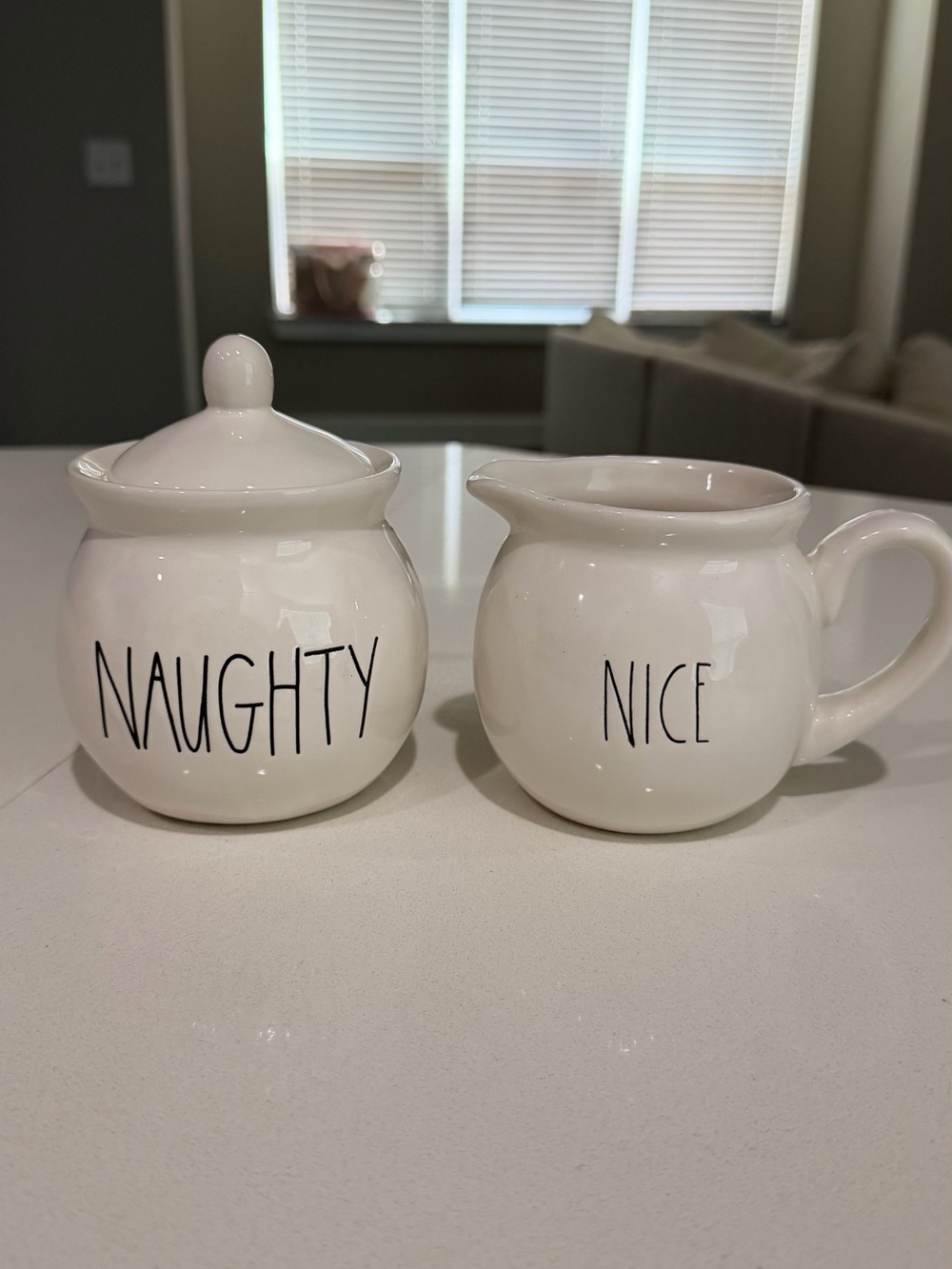 Rae Dunn ‘NAUGHTY’ and ‘NICE’ Sugar and Creamer Set